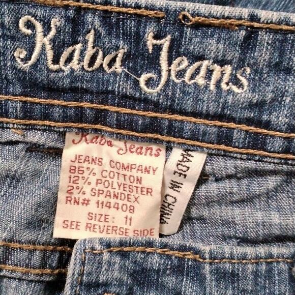 Y2K Kaba Jeans Jeweled Jrs Sz 11 28W x 40L Straight Leg Bling Bohemian Party WOW - Picture 12 of 16